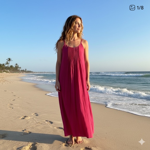 Nanette Lepore Dresses & Skirts - Nanette Lepore Sz M Pink Pleater Relaxed Maxi Dress